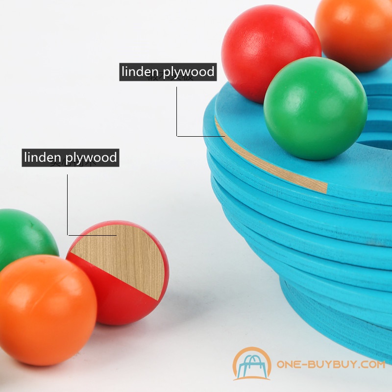Детские игрушки Развивающие упражнения на баланс Укладка игры Деревянная башня с радужным шаром 