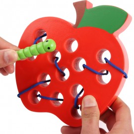 Apple Baby бисерная игрушка с нитками ловит насекомых поедание фруктов игра с резьбой детский сад Монтессори раннее образование Soli резьба строительные блоки 