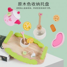 Новый деревянный детский игровой домик чайный сервиз послеобеденный чайный сервиз деревянная имитация забавных игрушек спортивная фабрика оптом розовый 